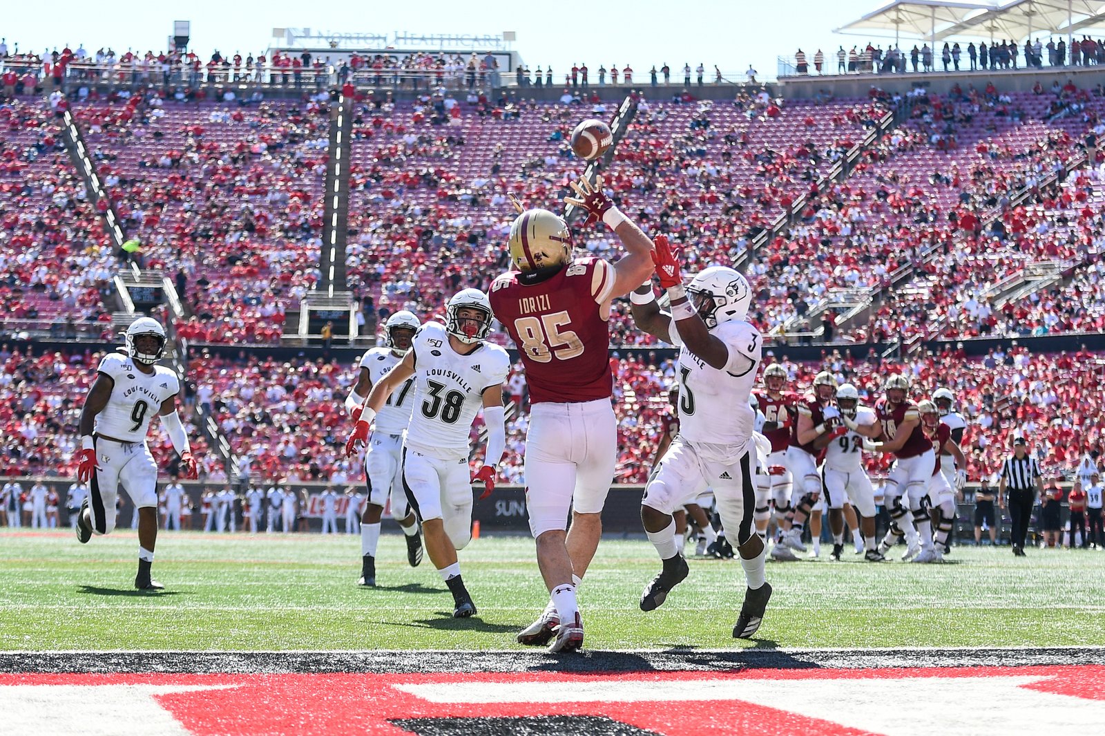 Korab Idrizi playing football at Boston College